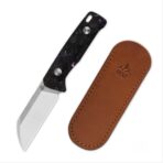 QSP Baby Penguin 14C28N blade satin Purple shredded CF handle with Clip Slip sheath - Image 2