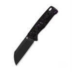 QSP Baby Penguin 14C28N blade black Purple shredded CF handle with Clip Slip sheath