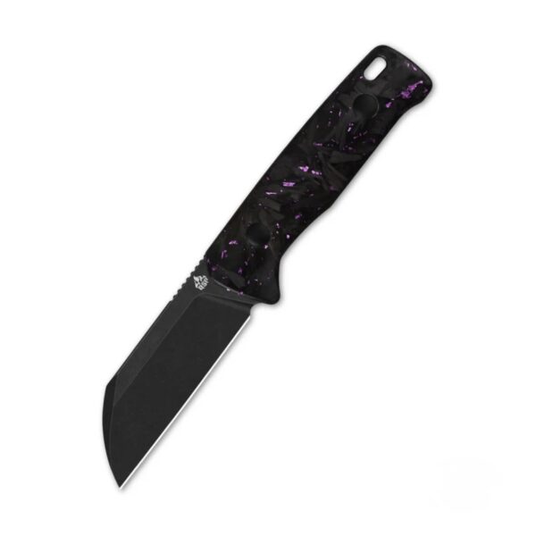 QSP Baby Penguin 14C28N blade black Purple shredded CF handle with Clip Slip sheath
