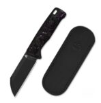 QSP Baby Penguin 14C28N blade black Purple shredded CF handle with Clip Slip sheath - Image 2