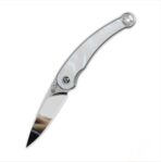 QSP Dolphin Liner Lock Pocket Knife 14C28N Blade White pearl shell Handle