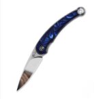 QSP Dolphin Liner Lock Pocket Knife 14C28N Blade Blue Resin Handle