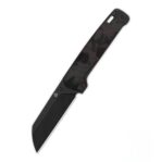 QSP Penguin V2 Liner Lock Pocket Knife D2 black blade Red Shredded CF overlay G10 handle