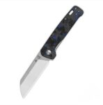 QSP Penguin V2 Liner Lock Pocket Knife D2 sarin blade Blue Shredded CF overlay G10 handle