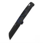 QSP Penguin V2 Liner Lock Pocket Knife D2 black blade Blue Shredded CF overlay G10 handle