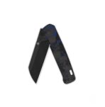 ⁦QSP Penguin V2 Liner Lock Pocket Knife D2 black blade Blue Shredded CF overlay G10 handle⁩ - الصورة ⁦2⁩