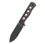 QSP Canary Fixed Blade Knife Cr8Mo2VSi Black Blade Dark Brown Micarta Handle