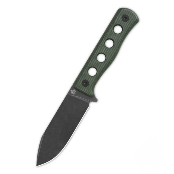 QSP Canary Fixed Blade Knife Cr8Mo2VSi Black Blade Green Micarta Handle