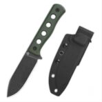 QSP Canary Fixed Blade Knife Cr8Mo2VSi Black Blade Green Micarta Handle - Image 2