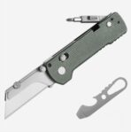 U1 Pro Green Micarta Multitool Utility Knife SK5 Steel with Folding Screwdriver