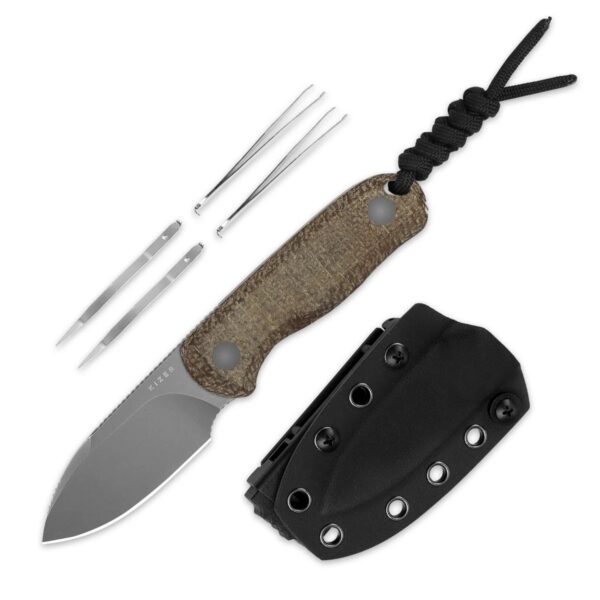 Kizer Drop Bear Fix 14C28N Burlap Micarta