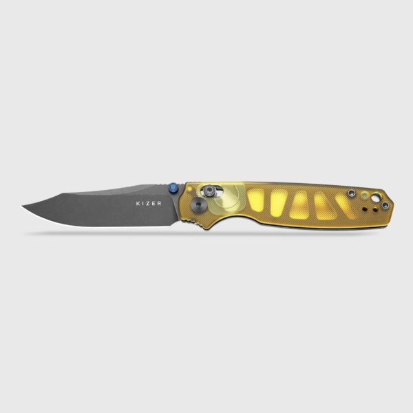 Kizer Pokiman CC  Clutch Lock Clip Point Four-Finger Full Grip Clear PEI