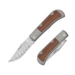 Kizer Trestle Damascus Titanium & Mkuruti Wood - Image 2