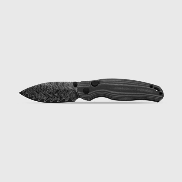 Kizer Phoca BD Button Liner Lock™ | Black Acid Damascus Norplex UltreX™ Micarta