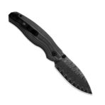 ⁦Kizer Phoca BD Button Liner Lock™ | Black Acid Damascus Norplex UltreX™ Micarta⁩ - الصورة ⁦4⁩