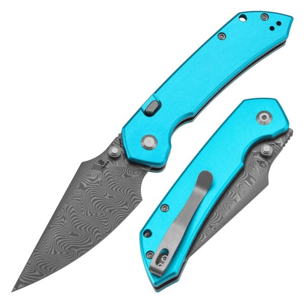 Tenable Fenrir Top Liner Lock 3.4“ Damascus Blade | Blue Aluminum Handle