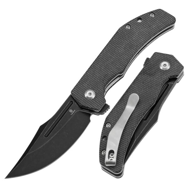 Tenable Orion Flipper Folding Knife | Black Micarta Handle | 3.07" Blackwashed 14C28N
