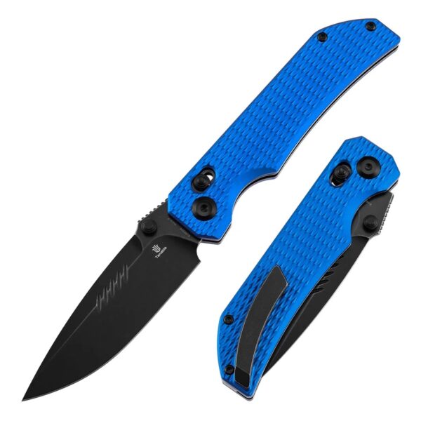 Tenable Eaglestrike | Cross Bar Lock | 3.73'' Black Stonewashed Nitro V Blade | Blue Anodized Aluminum with Diamond Pattern Handle |