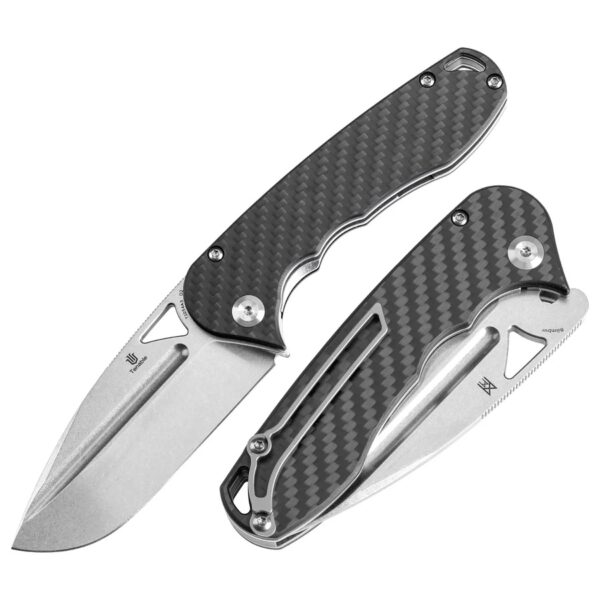 Tenable Bömbur Folding Knife Twill Carbon Fiber Handle (3.53'' Stonewashed D2 Blade)