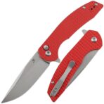 ⁦KANSEPT ACCIPITER | BUTTON LOCK | RED ANODIZED ALUMINUM WITH DIAMOND TEXTURE | 3.53" 14C28N BLADE |⁩ - الصورة ⁦2⁩