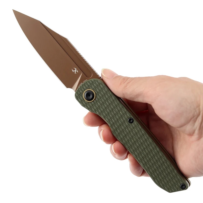 img_2653 KANSEPT NETTLE | LINER LOCK | OLIVE GREEN G10 WITH DIAMOND PATTERN |3.28" 154CM BLADE | D. SHARON DESIGN - الصورة 1