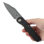 KANSEPT NETTLE | LINER LOCK | TWILL CARBON FIBER&G10 | 3.28" DAMASCUS BLADE | D. SHARON DESIGN |