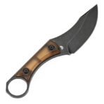 ⁦KANSEPT NIKO FIXED KNIFE AMBER PEI HANDLE (3.54'' BLACKWASH D2 BLADE ) WITH SHEATH MARCO KNIVES DESIGN -⁩ - الصورة ⁦2⁩