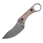 KANSEPT NIKO FIXED KNIFE BROWN MICARTA WITH FRAG PATTERNHANDLE (3.54''D2 BLADE ) WITH SHEATH MARCO KNIVES DESIGN