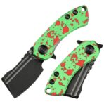 ⁦KANSEPT MINI KORVID FLIPPER KNIFE ZOMBIE GREEN ANODIZED ALUMINUM HANDLE (1.45'' 154CM BLADE) KOCH TOOLS DESIGN⁩ - الصورة ⁦2⁩