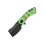 KANSEPT MINI KORVID FLIPPER KNIFE ZOMBIE GREEN ANODIZED ALUMINUM HANDLE (1.45'' 154CM BLADE) KOCH TOOLS DESIGN