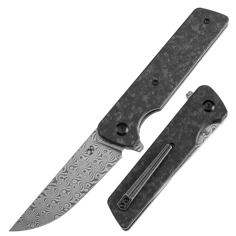 img_2753 KANSEPT ANOMALY FLIPPER KNIFE SHRED CARBON FIBER HANDLE (3.14''DAMASCUS BLADE) DIRK PINKERTON - الصورة 1