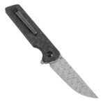 ⁦KANSEPT ANOMALY FLIPPER KNIFE SHRED CARBON FIBER HANDLE (3.14''DAMASCUS BLADE) DIRK PINKERTON⁩ - الصورة ⁦4⁩
