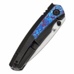 KANSEPT THUMB STUB RAVEN BLACKWASH TITANIUM WTIH TIMASCUS HANDLE (3.13" CPM 20CV BLADE) WITH BLACK BIRD BLADES DESIGN - Image 4