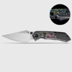 KANSEPT FENRIR FRONT FLIPPER/THUMB STUD KNIFE BLACKWASH TITANIUM AND 80S CARBON FIBER HANDLE (3.48''CPM-S35VN BLADE) GREG SCHOB DESIGN
