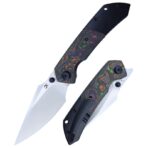 ⁦KANSEPT FENRIR FRONT FLIPPER/THUMB STUD KNIFE BLACKWASH TITANIUM AND 80S CARBON FIBER HANDLE (3.48''CPM-S35VN BLADE) GREG SCHOB DESIGN⁩ - الصورة ⁦2⁩