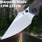 ⁦KANSEPT FENRIR FRONT FLIPPER/THUMB STUD KNIFE BLACKWASH TITANIUM AND 80S CARBON FIBER HANDLE (3.48''CPM-S35VN BLADE) GREG SCHOB DESIGN⁩ - الصورة ⁦5⁩