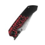 ⁦KANSEPT FENRIR FRONT FLIPPER/THUMB STUD KNIFE BLACK AND RED G10 +TITANIUM HANDLE (3.48'' DMASCUS BLADE) GREG SCHOB DESIGN⁩ - الصورة ⁦3⁩