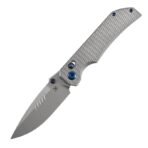 KANSEPT EAGLESTRIKE CROSSBAR LOCK KNIFE BEAD BLASTED TITANIUM WITH DIAMOND PATTERN HANDLE(3.73'' CPM S35VN BLADE) JAMES LOWE DESIGN