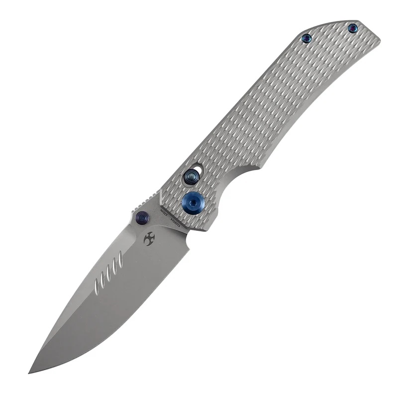 img_2797 KANSEPT EAGLESTRIKE CROSSBAR LOCK KNIFE BEAD BLASTED TITANIUM WITH DIAMOND PATTERN HANDLE(3.73'' CPM S35VN BLADE) JAMES LOWE DESIGN - الصورة 1