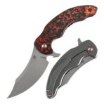 ⁦KANSEPT GILGAMESH FLIPPER MARSVALLEY FATCARBON FIBER WITH BEADBLASTED TITANIUM HANDLE ( 3.75" CPM S35VN BLADE) ANDREAS GOLTZ DESIGNED⁩ - الصورة ⁦2⁩