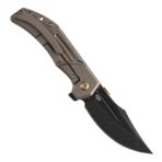 ⁦KANSEPT ORION LIMITED VERSION FLIPPER BRONZE ANODIZED TITANIUM HANDLE (3.07" BLACKWASH CPM S35VN WITH CNC MILLING BLADE) JB STOUT DESIGN⁩ - الصورة ⁦4⁩