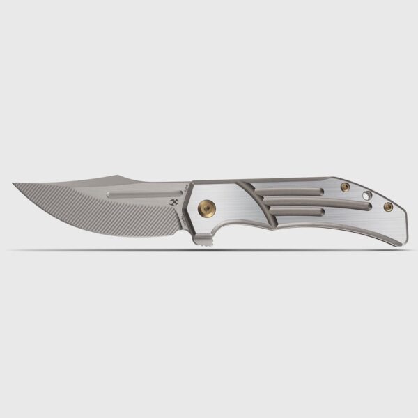 KANSEPT ORION LIMITED VERSION FLIPPER BRONZE ANODIZED AND MACHINE SATIN TITANIUM HANDLE (3.07" MACHINE SATIN CPM S35VN WITH CNC MILLING BLADE) JB STOUT DESIGN