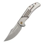 ⁦KANSEPT ORION LIMITED VERSION FLIPPER BRONZE ANODIZED AND MACHINE SATIN TITANIUM HANDLE (3.07" MACHINE SATIN CPM S35VN WITH CNC MILLING BLADE) JB STOUT DESIGN⁩ - الصورة ⁦5⁩