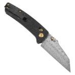 KANSEPT MAIN STREET THUMB STUDS/CROSSBAR LOCK KNIFE SHRED CARBON FIBER HANDLE(3.36''DAMASCUS BLADE) DIRK PINKERTON DESIGN- - Image 4