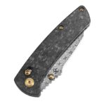 KANSEPT MAIN STREET THUMB STUDS/CROSSBAR LOCK KNIFE SHRED CARBON FIBER HANDLE(3.36''DAMASCUS BLADE) DIRK PINKERTON DESIGN- - Image 3