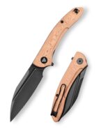 TRIVISA Cuckoo-CU TY30-CU-14 – 3.37" 14C28N Sheepfoot Liner Lock Knife with Copper Foil Handle