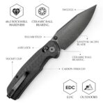 Hornet-CG Axis Lock EDC Folding Pocket Knife,3.34" 14C28N Steel Blade,Carbon Fiber style G10 Handle - Image 3