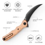 Lacerta-CU Liner Lock EDC Folding Pocket Knife 3.34'' 14C28N Steel Blade,Copper Foil Handle,Tiguass Design - Image 3