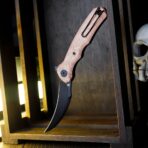 Lacerta-CU Liner Lock EDC Folding Pocket Knife 3.34'' 14C28N Steel Blade,Copper Foil Handle,Tiguass Design - Image 5