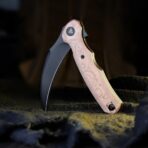 Lacerta-CU Liner Lock EDC Folding Pocket Knife 3.34'' 14C28N Steel Blade,Copper Foil Handle,Tiguass Design - Image 6